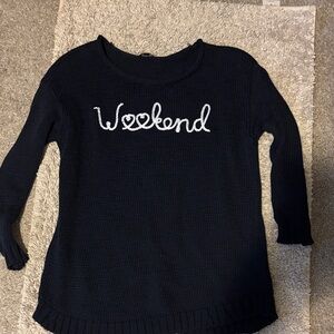 Talbots Navy Sweater with White Embroidery